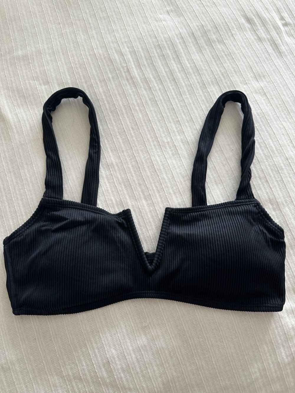 Roxy Black Ribbed V-Notch Bikini Top